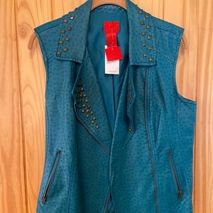 NEW faux leather teal vest